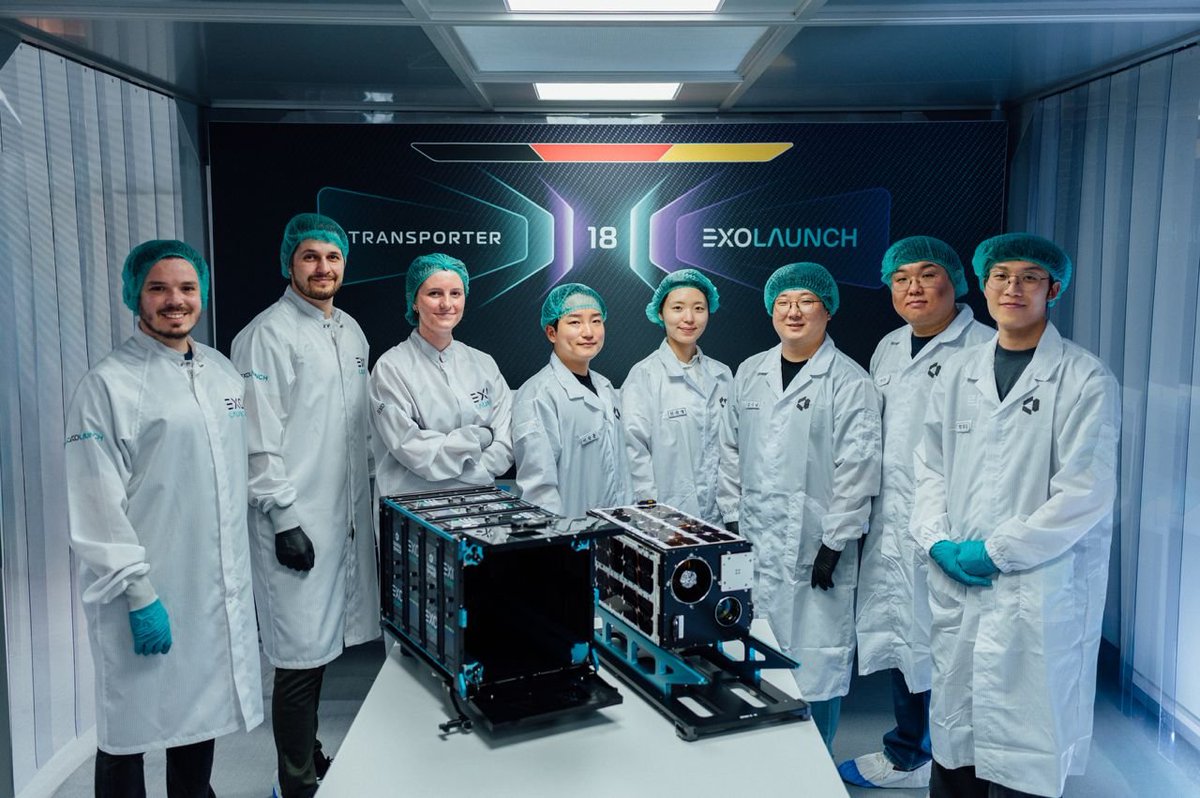 Exolaunch's tweet photo. We are honored to expand our collaboration with @naraspacetech, as they have selected Exolaunch to deliver their GYEONGGISat-2A into orbit aboard @SpaceX’s Transporter-18 rideshare mission, launching on October 1 🚀 https://t.co/j5db87wam4
