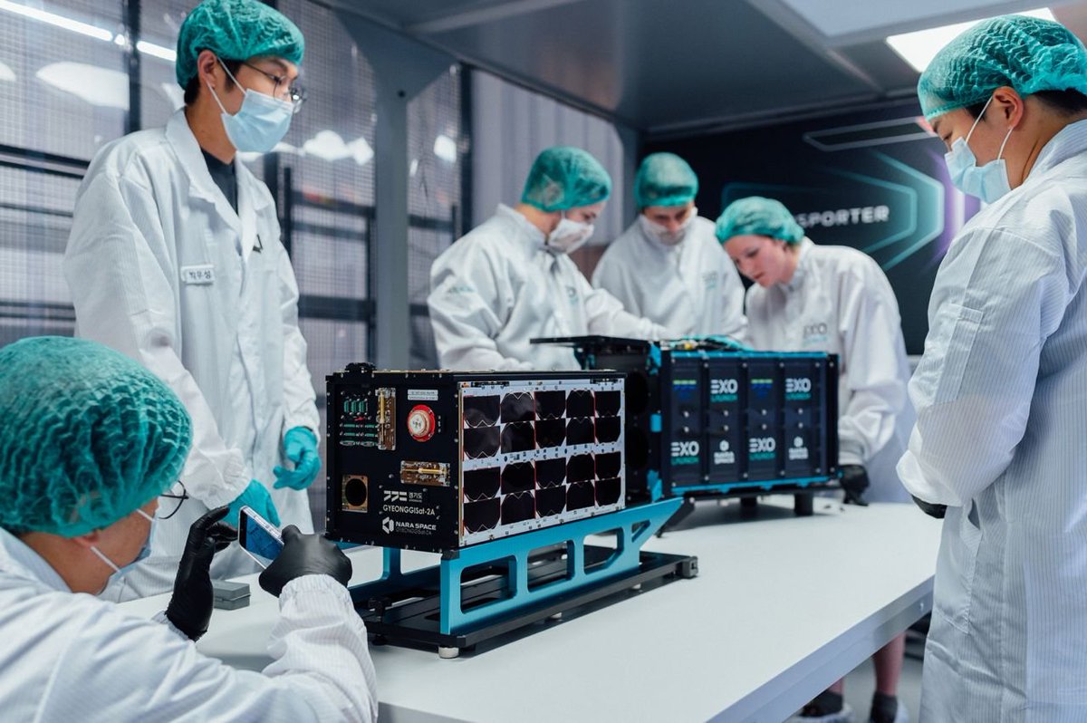 Exolaunch's tweet photo. We are honored to expand our collaboration with @naraspacetech, as they have selected Exolaunch to deliver their GYEONGGISat-2A into orbit aboard @SpaceX’s Transporter-18 rideshare mission, launching on October 1 🚀 https://t.co/j5db87wam4