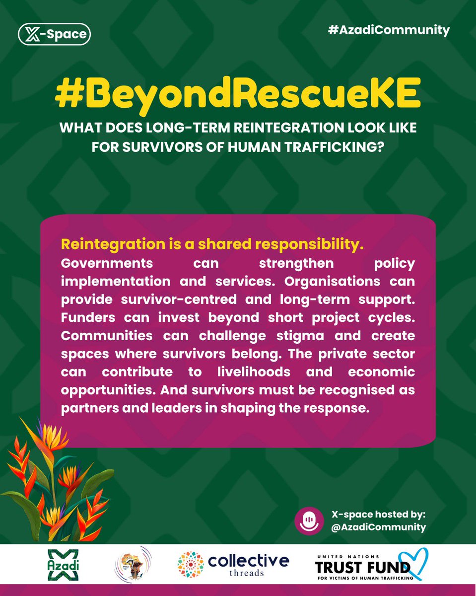 BarazaMugeni's tweet photo. Organizations must shift toward providing survivor-centered and long-term care systems. Short project funding cycles simply cannot match the timeline of true human healing.   
#BeyondRescueKe
#AzadiCommunity
@unvtf_tip
@AzadiCommunity https://t.co/rNve6vqMqF