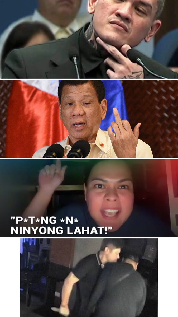eraser_flying's tweet photo. Are these really the people you want to lead the country?

How low has our family culture fallen?

#VPonTrial #Duterte #ICC https://t.co/SeHNJXIq9o
