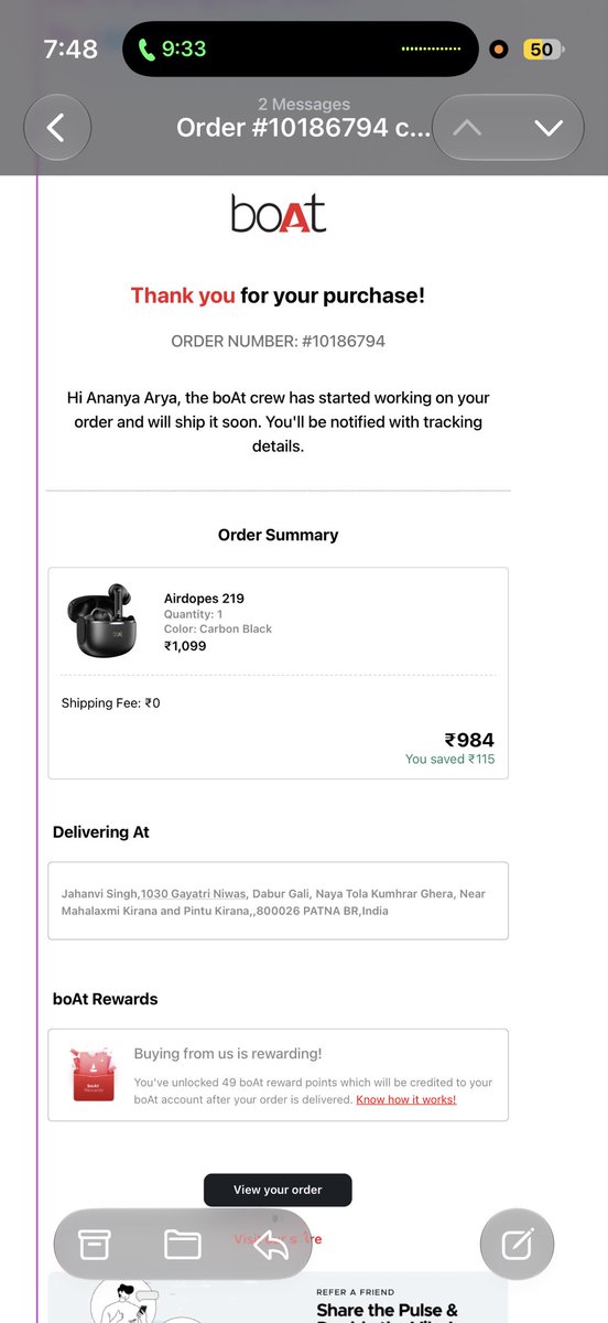 shubhamgupta_98's tweet photo. @RockWithboAt @RockWithboAt is running an absolute scam, we had ordered airdopes 219 on 18th September and the delivery was showing 22nd September. It had been 12 days we haven’t heard back from boat and not even received the product yet. https://t.co/kfC3NEfSTO