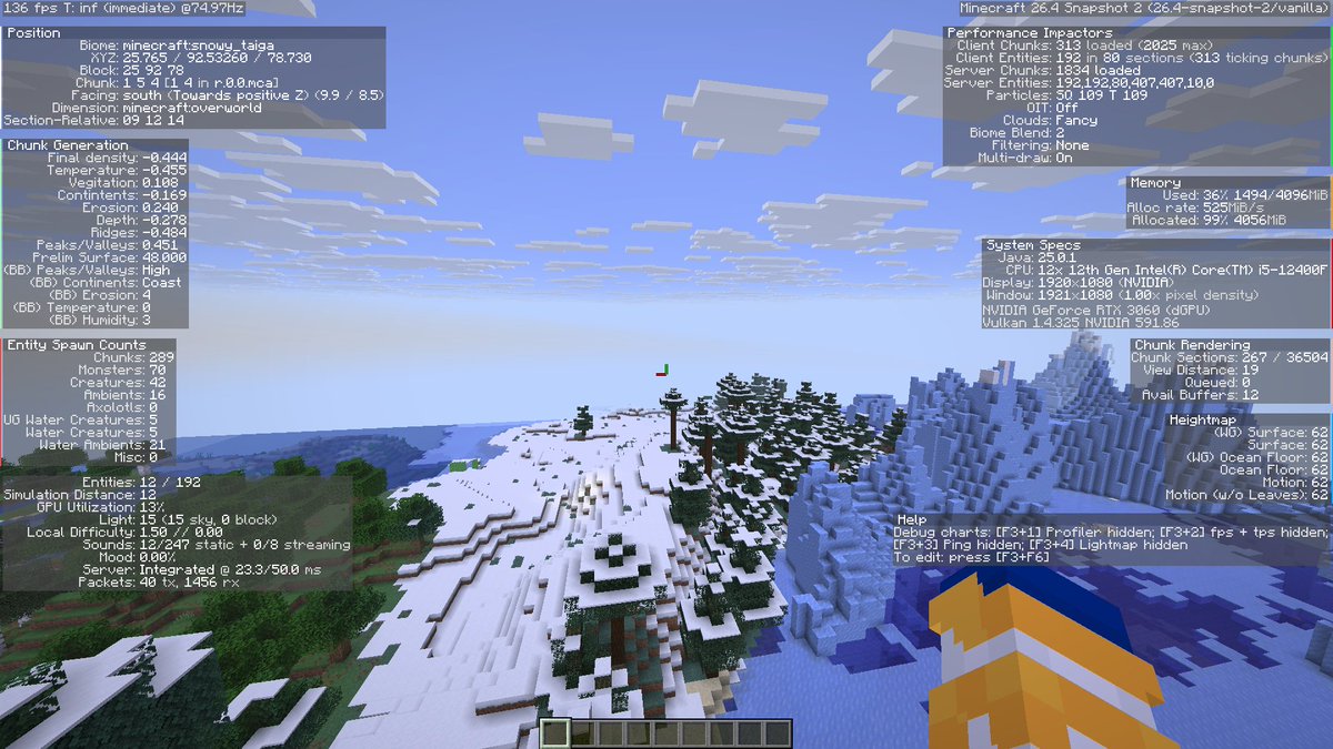 ItsMoloko_'s tweet photo. So mojang just completely reworked the f3 screen... time to find out what implications this has on speedrunning! https://t.co/R3UXUzqwPt