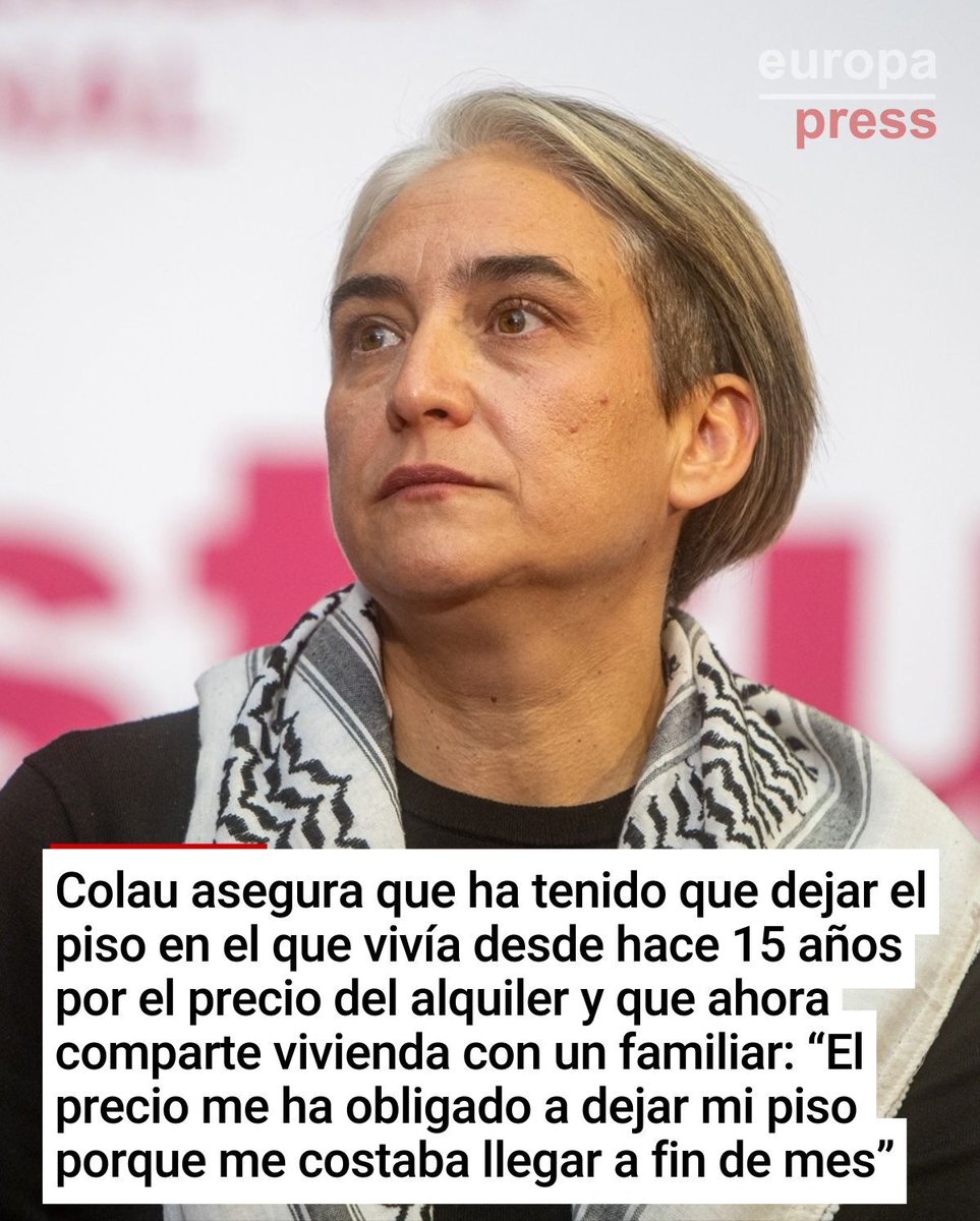 europapress's tweet photo. Ada Colau asegura que ha tenido que dejar el piso en el que vivía desde hace 15 años por el precio del alquiler y que ahora comparte vivienda con un familiar: "El precio me ha obligado a dejar mi piso porque me costaba llegar a fin de mes" https://t.co/6V9HpnDc0D https://t.co/4hPuwo8dug