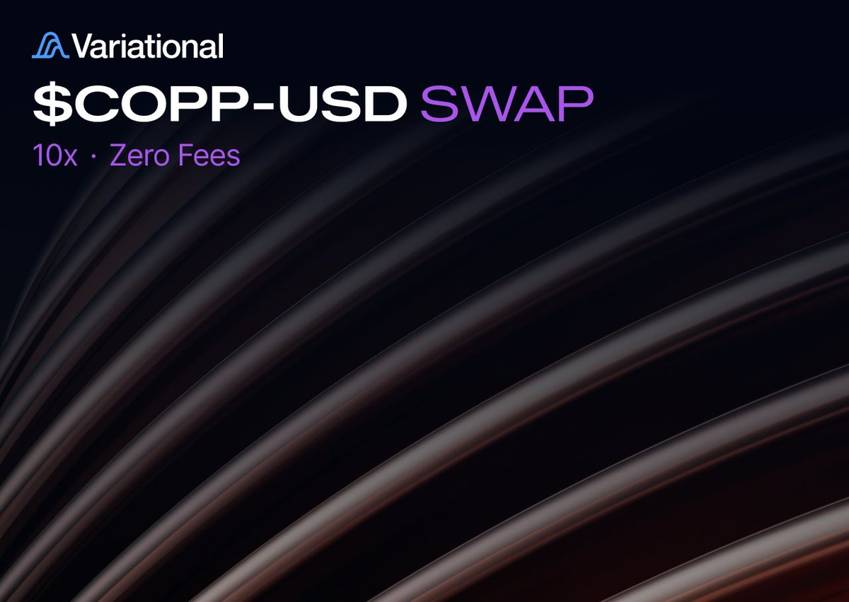 variational_io's tweet photo. A swap for Copper $COPP is now live with zero fees, up to 10x leverage, and direct TradFi liquidity. https://t.co/uKPL1Z6uM5