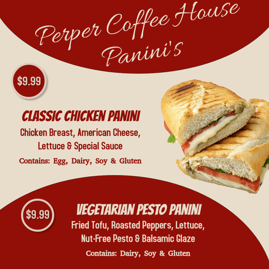 LynnDining's tweet photo. Perper Coffee House: 
🥚Ham, Egg &amp; Cheese on Brioche 
🥚Egg &amp; Cheese on Brioche 
🥪Classic Chicken Panini 
🌱Vegetarian Pesto Panini https://t.co/XAXfICgl6D