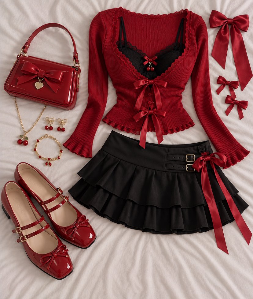 PinkPrivilege5's tweet photo. Cherry-red coquette 🍒❤️ https://t.co/p7gnl986rO