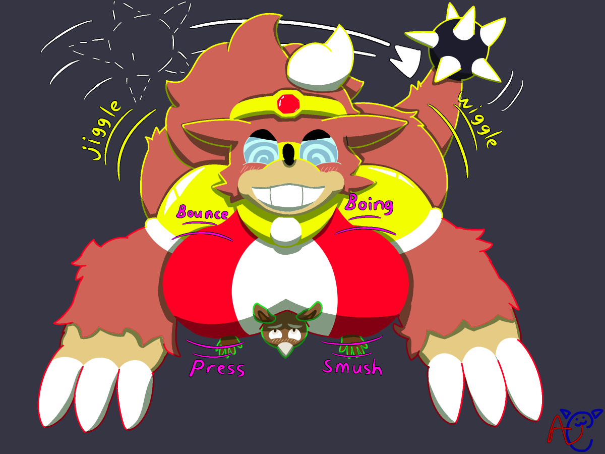 lilu_antics's tweet photo. In an open world style game, you might accidentally cross paths with a boss you're not prepared for. X3c
Rupee belongs to @MugstheMonster 

I made many versions cause the gui and effects make it a bit clustered =w=
cw: smothering, macro, suggestive https://t.co/tdD1PCoIMh