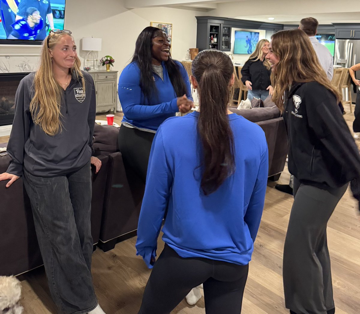 AGreeneIV's tweet photo. Sunday night was all about our SAAC Executive Board. 

Good food, good company, good leaders. 

Grateful for these student-athletes and everything they bring to our department!

#H2P 🔵🟡 https://t.co/UwRbJnclK1
