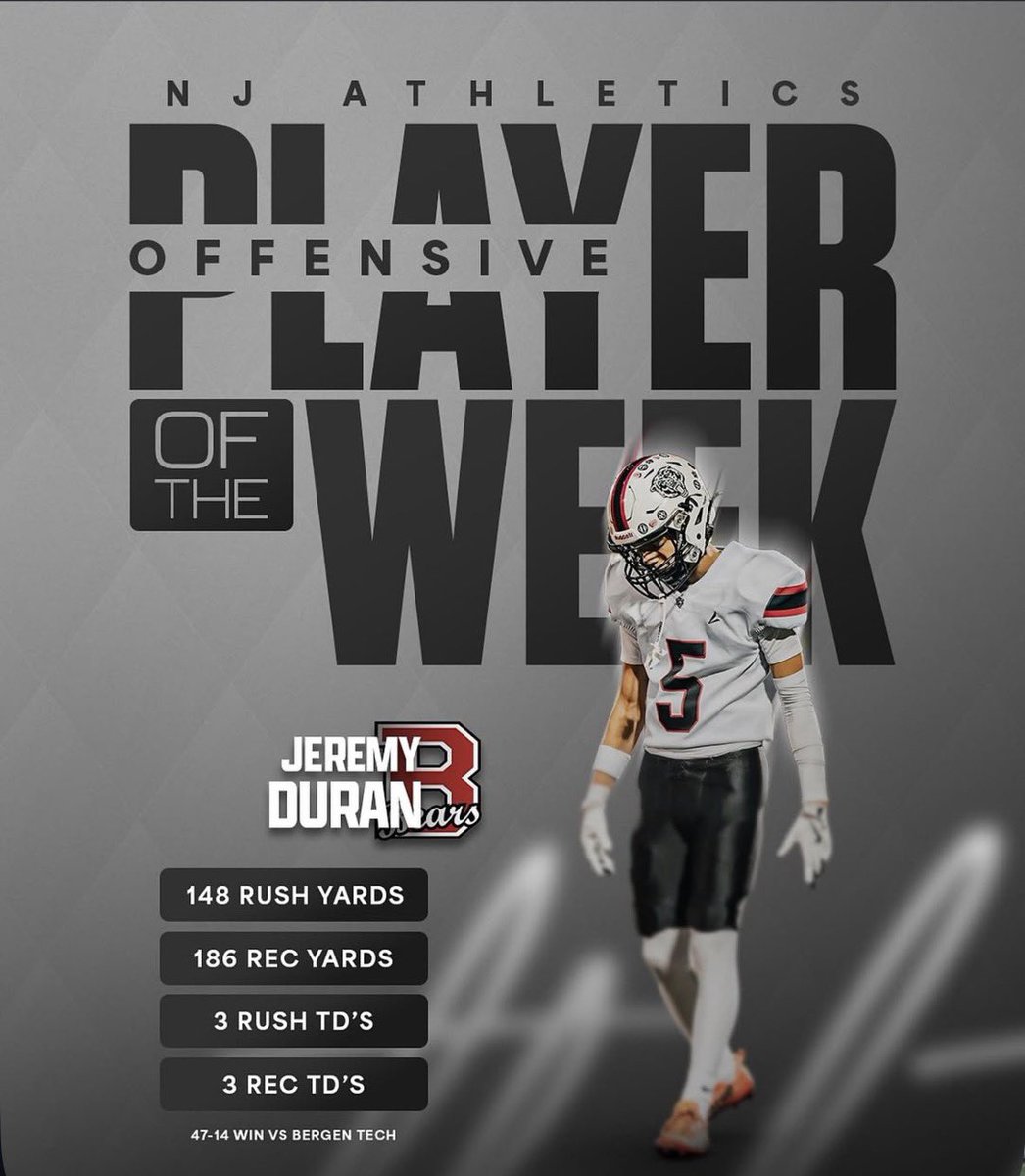 jeremyduran_5's tweet photo. @nj_athletics Offensive Player Of The Week🙏
AGTG🤲 https://t.co/GjvhE1eKi3