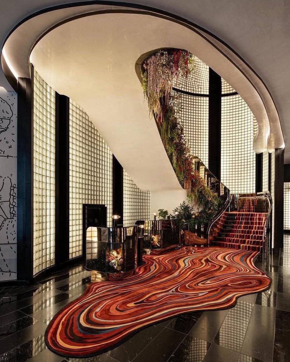 sehviyat's tweet photo. Fluid wave pattern carpet staircase. https://t.co/X17bqCtECj