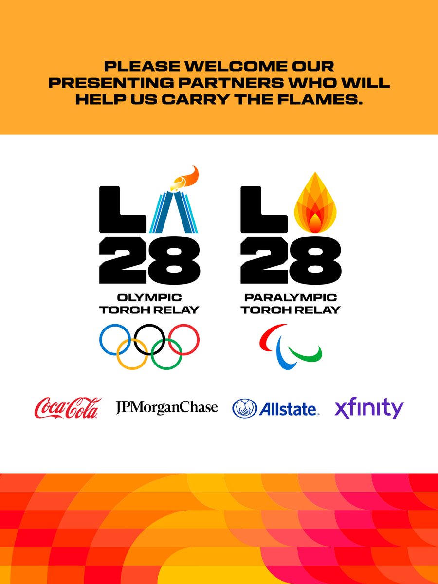 LA28's tweet photo. Are you ready for the next chapter of Torch Relays history? 🔥The Olympic and Paralympic flames are coming back to the United States in 2028 and for the first time, the Olympic Torch Relay will visit all 50 states. Swipe through for a first look at the LA28 Torch Relays and check out the link below to learn more:​
🔗: https://t.co/SMEzLlBUIF