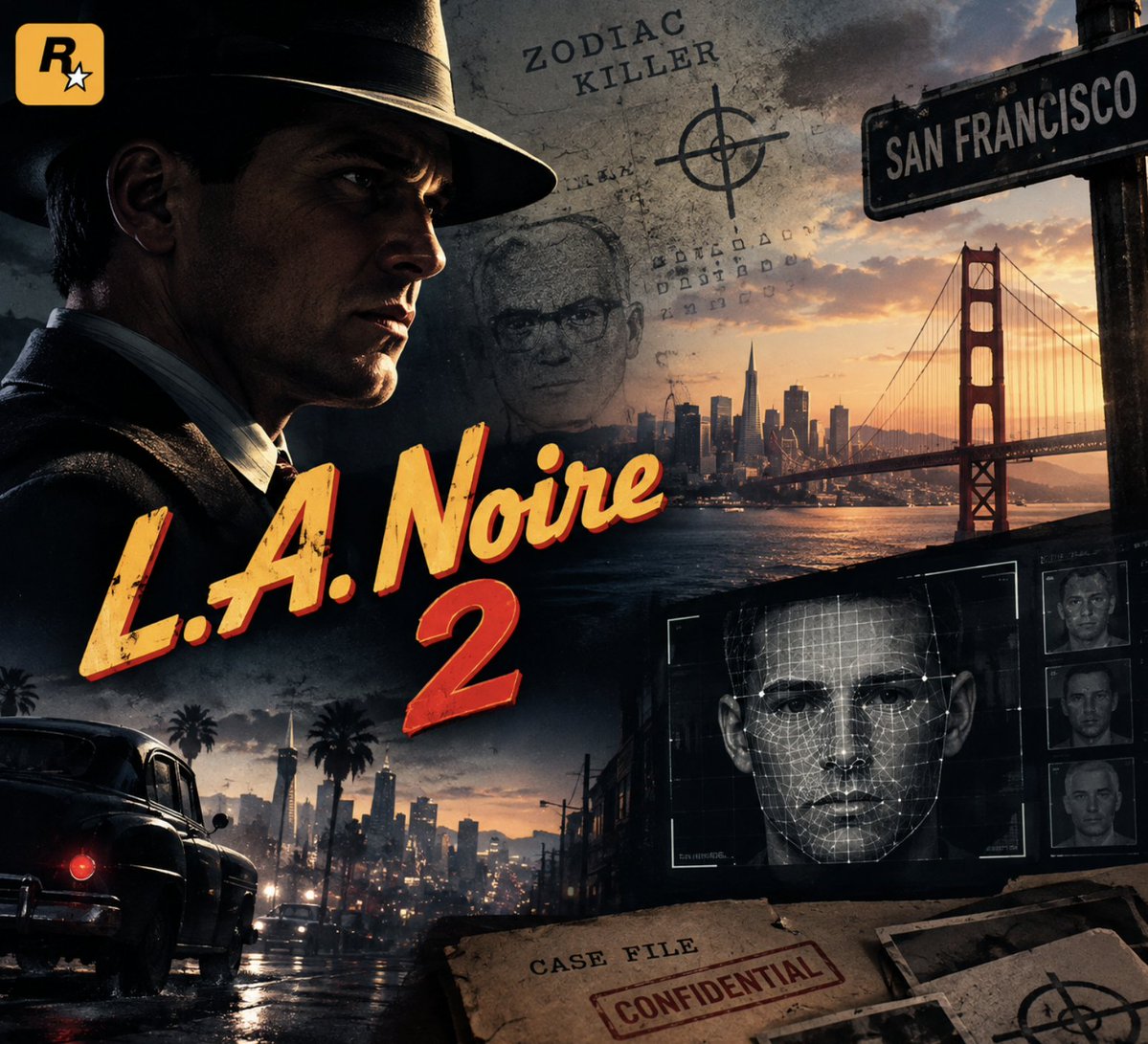 GTA6Digest's tweet photo. Rockstar’s next game after GTA VI could be L.A. Noire 2 👀

The guy who was almost spot-on with GTA VI’s mechanics back in 2023 is now sharing details about Rockstar’s next project.

Here’s what he claims:

> The sequel moves from Los Angeles to San Francisco
> The story will revolve around the Zodiac Killer case
> Rockstar reportedly wants to bring back the face-scanning tech from the first game - but take it to a whole new level
> The game is still in early development, with a potential release around 2030

Nothing is officially confirmed, but this source has a pretty solid track record.