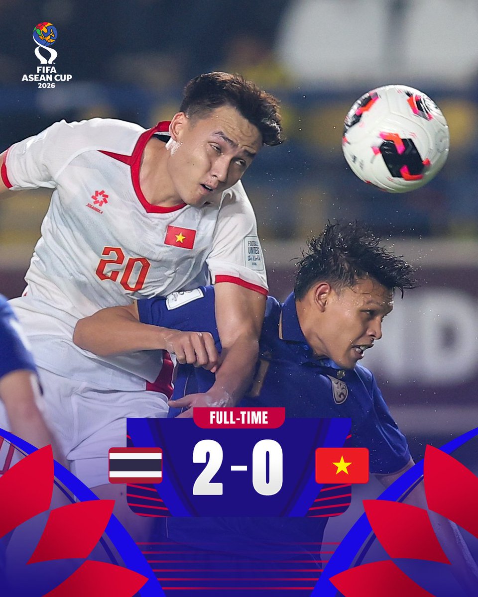 afcasiancup's tweet photo. 𝗙𝗧 | 🇹🇭 Thailand 2️⃣-0️⃣ Vietnam 🇻🇳

Thailand come out on top in a tight Division 1 Group B fixture at Si Jalak Harupat Stadium!

#FIFAASEANCup https://t.co/5ppUF83FPh