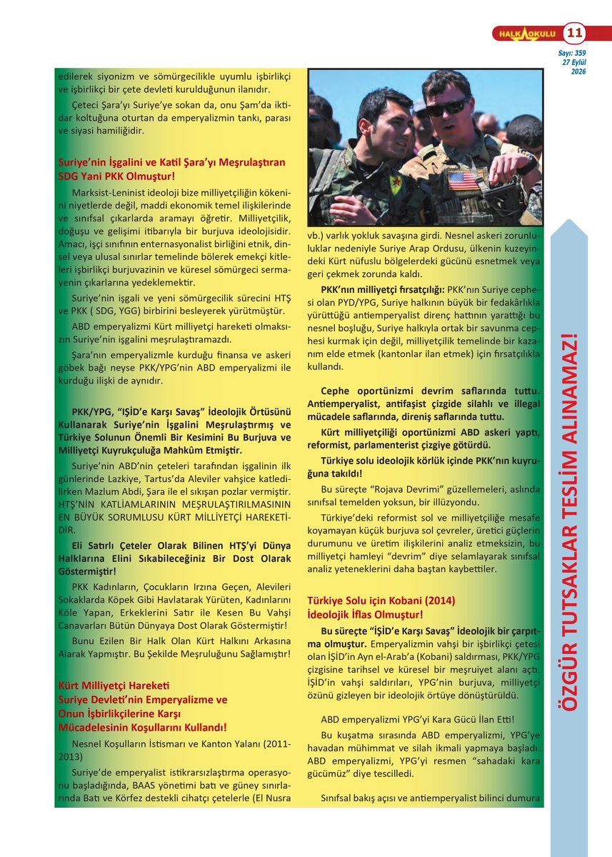 cephehollanda's tweet photo. Kürt milliyetçiliğinin bu örgütleri taşıdığı yer emperyalizmin işbirlikçiliği ve ABD askerliği oldu.

Suriye'nin, ABD'nin yeni sömürgesi haline getirilmesini ve emperyalizmle işbirlikçiliği devrim yalanlarıyla gizlemek utanmazlıktır!

https://t.co/fZeFUrUHTB https://t.co/dkshwFUaaU