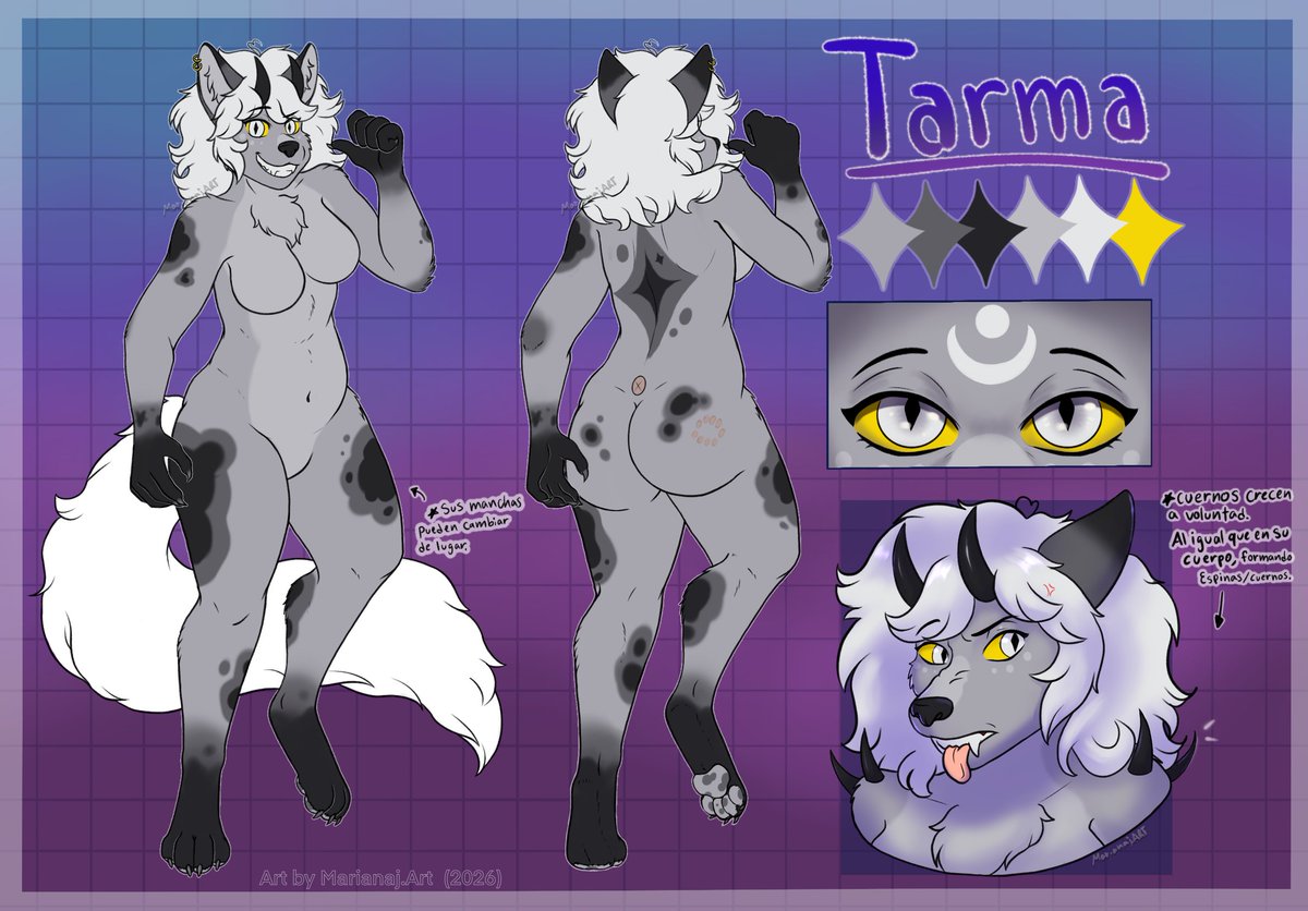 MarianajART's tweet photo. Ref sheet for Tarma! Thank you so much for your support! 
My first time doing a ref sheet it was so fun! ^^
#charactersheet #furry #characterdesign #myart https://t.co/Ad3HVoi3W1