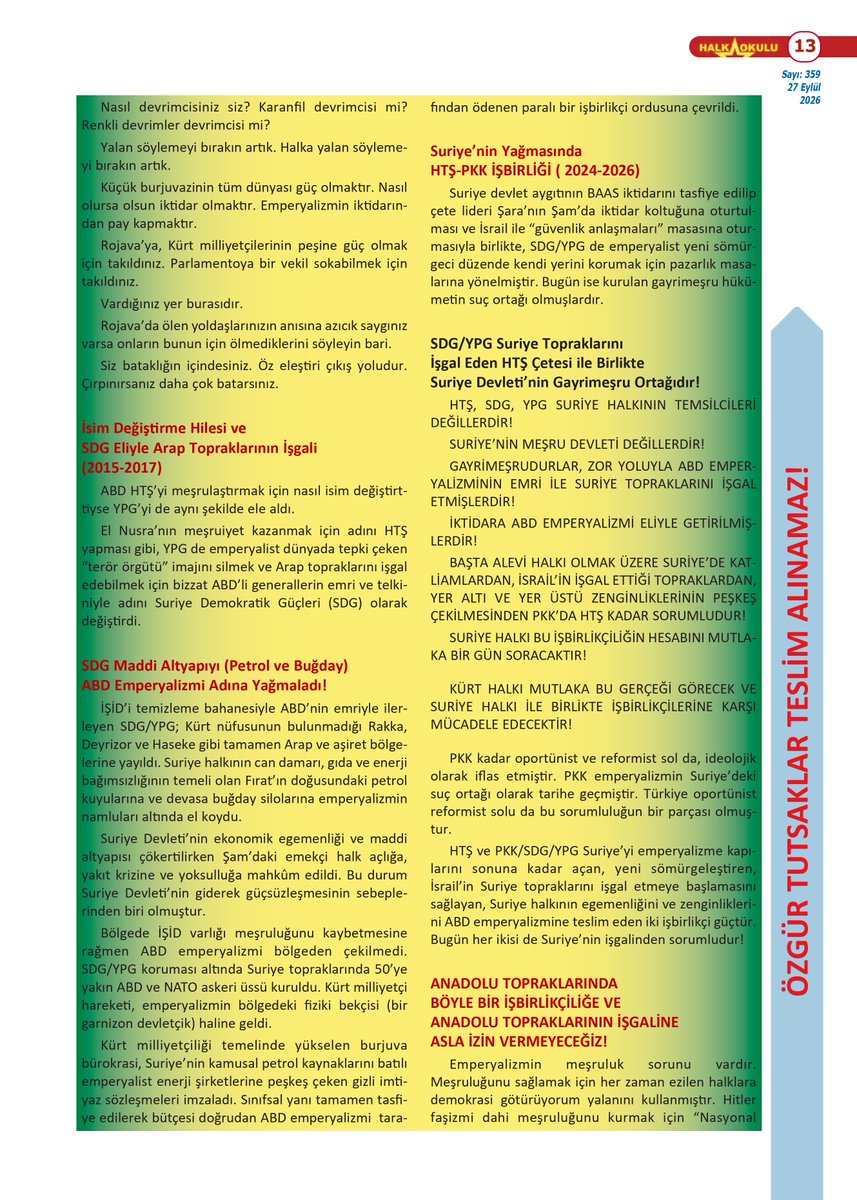 cephehollanda's tweet photo. Kürt milliyetçiliğinin bu örgütleri taşıdığı yer emperyalizmin işbirlikçiliği ve ABD askerliği oldu.

Suriye'nin, ABD'nin yeni sömürgesi haline getirilmesini ve emperyalizmle işbirlikçiliği devrim yalanlarıyla gizlemek utanmazlıktır!

https://t.co/fZeFUrUHTB https://t.co/dkshwFUaaU