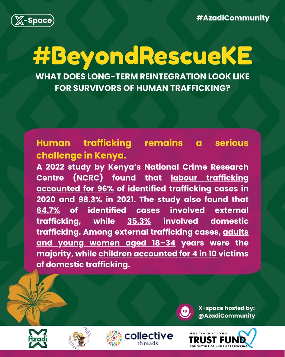 mercyli21924022's tweet photo. The fight doesn’t end with rescue it continues through prevention, protection, justice, and long-term reintegration. Together, we can create safer communities where every survivor can rebuild with dignity and hope

#BeyondRescueKe
#AzadiCommunity 

@unvtf_tip
@AzadiCommunity https://t.co/NAz1Db7877