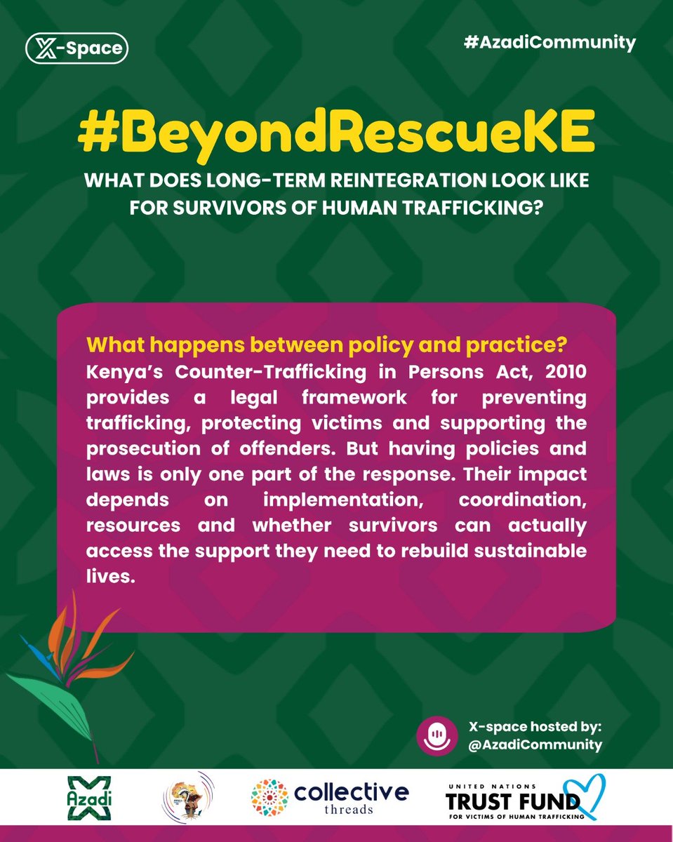 yvonne_evy's tweet photo. Government policies should strengthen regulation of recruitment agencies, especially for Kenyans seeking work abroad, while ensuring workers can safely report exploitation and receive assistance. @unvtf_tip
@AzadiCommunity #BeyondRescueKe
#AzadiCommunity https://t.co/owY8Ycp7MD