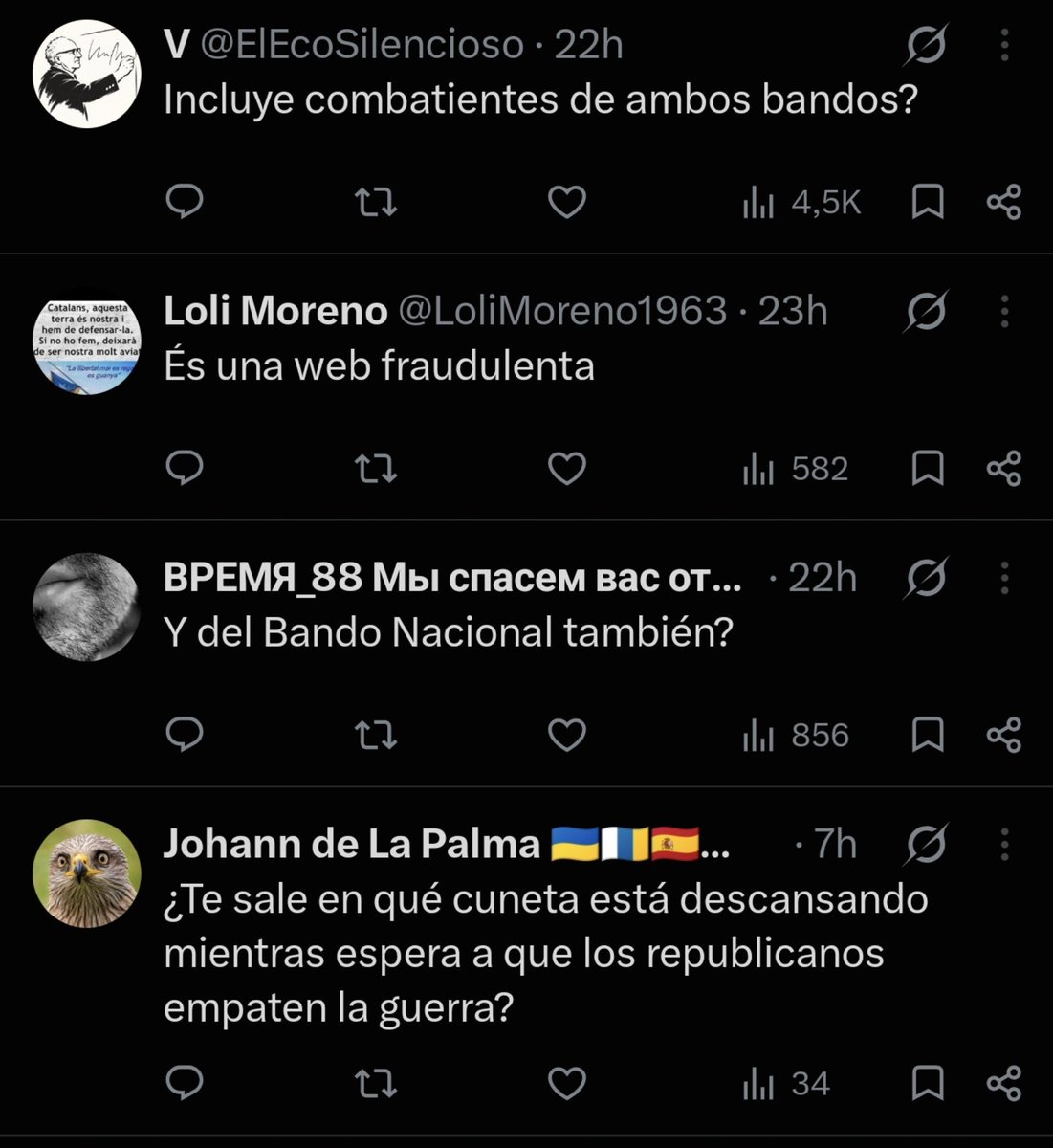 Historia_Social's tweet photo. Es increíble la labor de @BCombatientes ppara mantener la web (parcialmente caída por aluvión de visitas y posible ataque DDoS). 

Pero más increíble aún es su paciencia para hacer pedagogía con los energúmenos.... https://t.co/o5MFKSigLp
