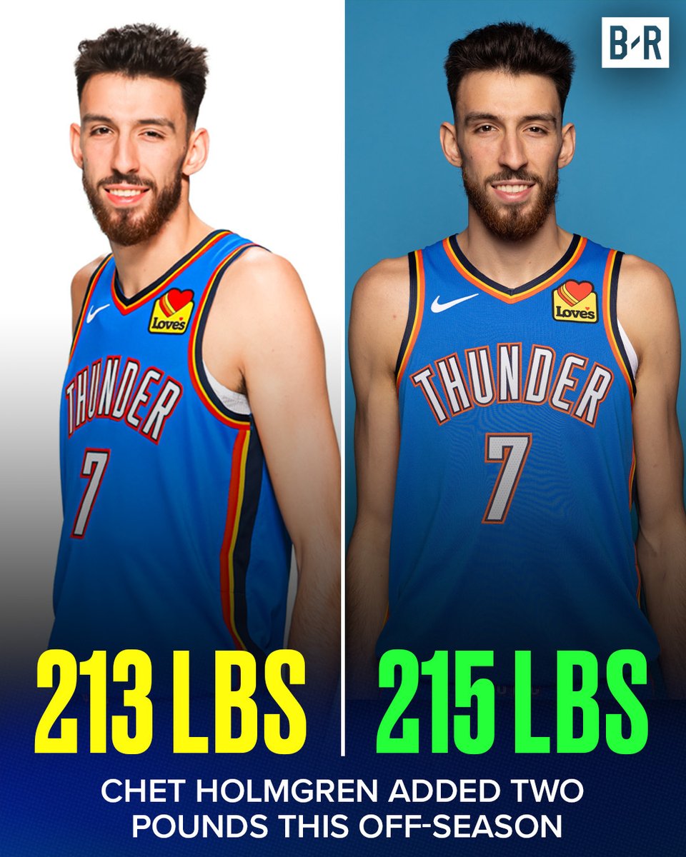 BleacherReport's tweet photo. Chet Holmgren has added two pounds since last season, going from 213 to 215 lbs https://t.co/8K5eknZpZk