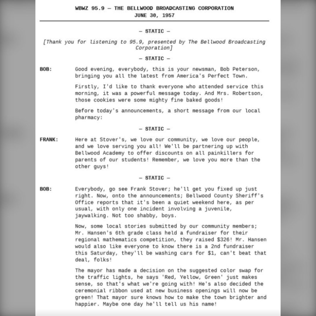 zcmullins's tweet photo. This is my newest short story series, 'America's Perfect Town, Bellow, VA,' and I hope the medium comes across well. There will be smaller, lore-dump stories to along with these broadcasts too but, I thought it would make a cool format!

#writingcommunity #indieauthor #uncanny https://t.co/ZHCWxWRYLr