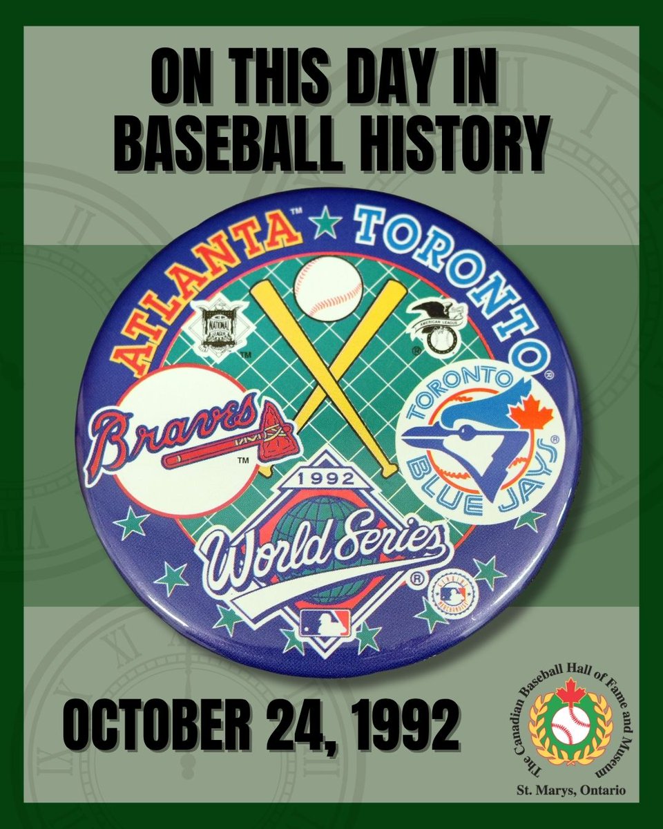 CDNBaseballHOF's tweet photo. #OnThisDay in 1992, the @BlueJays won their first World Series championship!

In the 6th game of the series against Atlanta, the Jays entered the bottom of the 9th up one over the Braves, but gave up an RBI single to Otis Nixon. In extra innings, the Jays scored 2 on a double from Dave Winfield, and held the Braves to 1 in the bottom of the 11th thanks to a game saving out from Mike Timlin to Joe Carter at 1st base.

The Blue Jays made history with the win as the first team outside of the USA to take home the championship 🏆

Where were you when the Blue Jays won it all in 1992?
#OTD #baseballhistory #canadianbaseball #worldseries #wherewereyou