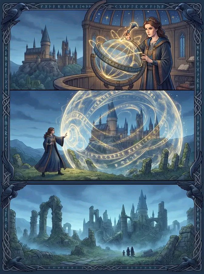 Kieran10x's tweet photo. Rowena Ravenclaw was the one who created the powerful magical field that concealed Hogwarts from Muggles.

Thanks to this enchantment, the castle was able to remain hidden for centuries, protected from the eyes of those who did not belong to the magical world.

The field was always active and reacted whenever a Muggle came too close to Hogwarts. Instead of seeing the enormous castle and its grounds, they found themselves looking at abandoned ruins, as though there had been nothing there worth noticing.

This protection was essential in keeping Hogwarts secret from its earliest years. While students and professors could enter and leave normally, Muggles who arrived in the area were shown a completely different image of the place.

In this way, Rowena left her legacy not only through the house that bore her name and her pursuit of knowledge, but also through what was believed to have been one of the school's most important protections: an enchantment that hid Hogwarts from Muggles and made a castle filled with magic appear to be nothing more than a collection of abandoned ruins.