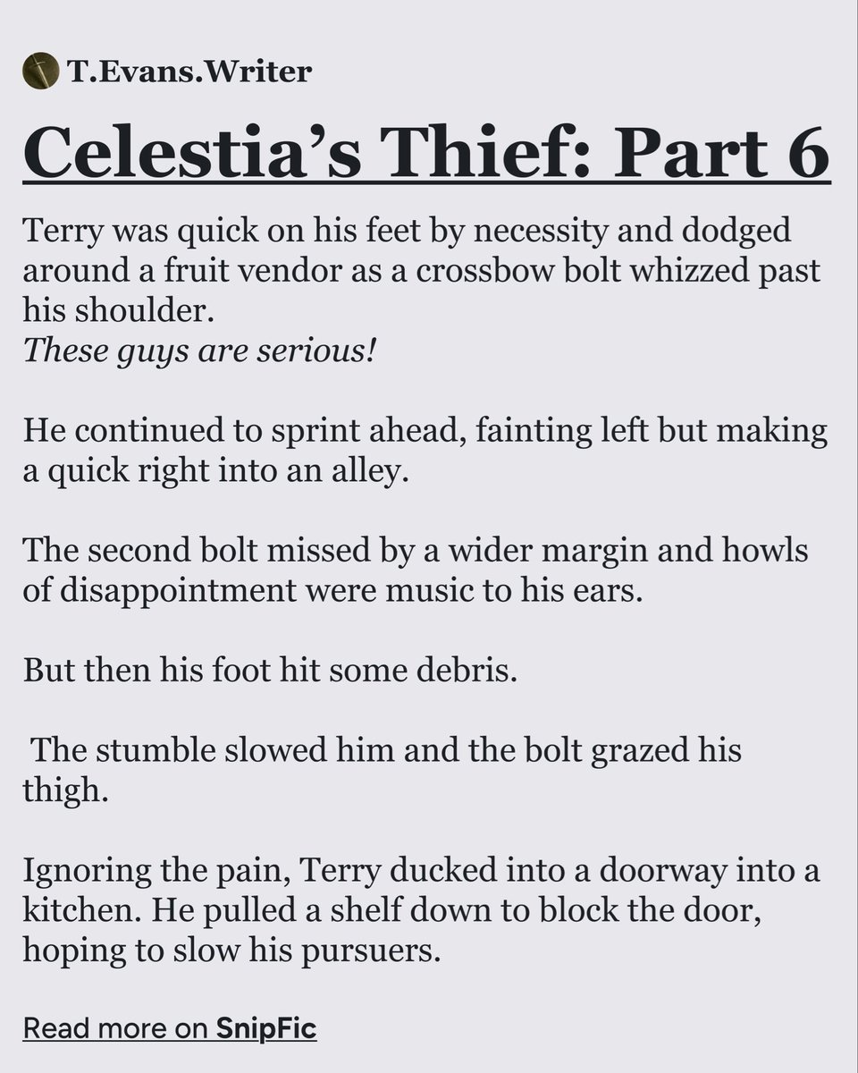 TomEvansWriter's tweet photo. From my #SnipFic serial: Celestia’s Thief: Part 6! Enjoy!

 https://t.co/LMRBGeuk2b https://t.co/HgIV0AShsV