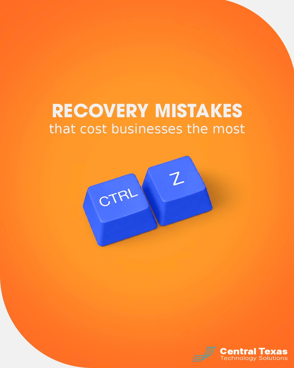 CTTSonline's tweet photo. A recovery mistake is easy to ignore while everything is working.

Businesses that recover quickly are rarely improvising.

Message us to schedule a quick recovery-readiness check.

#RecoveryMistakes #PreparedNotReactive #CTTSonline #GeorgetownTX #RoundRockTX #AustinTX https://t.co/EmxRdYDRxa