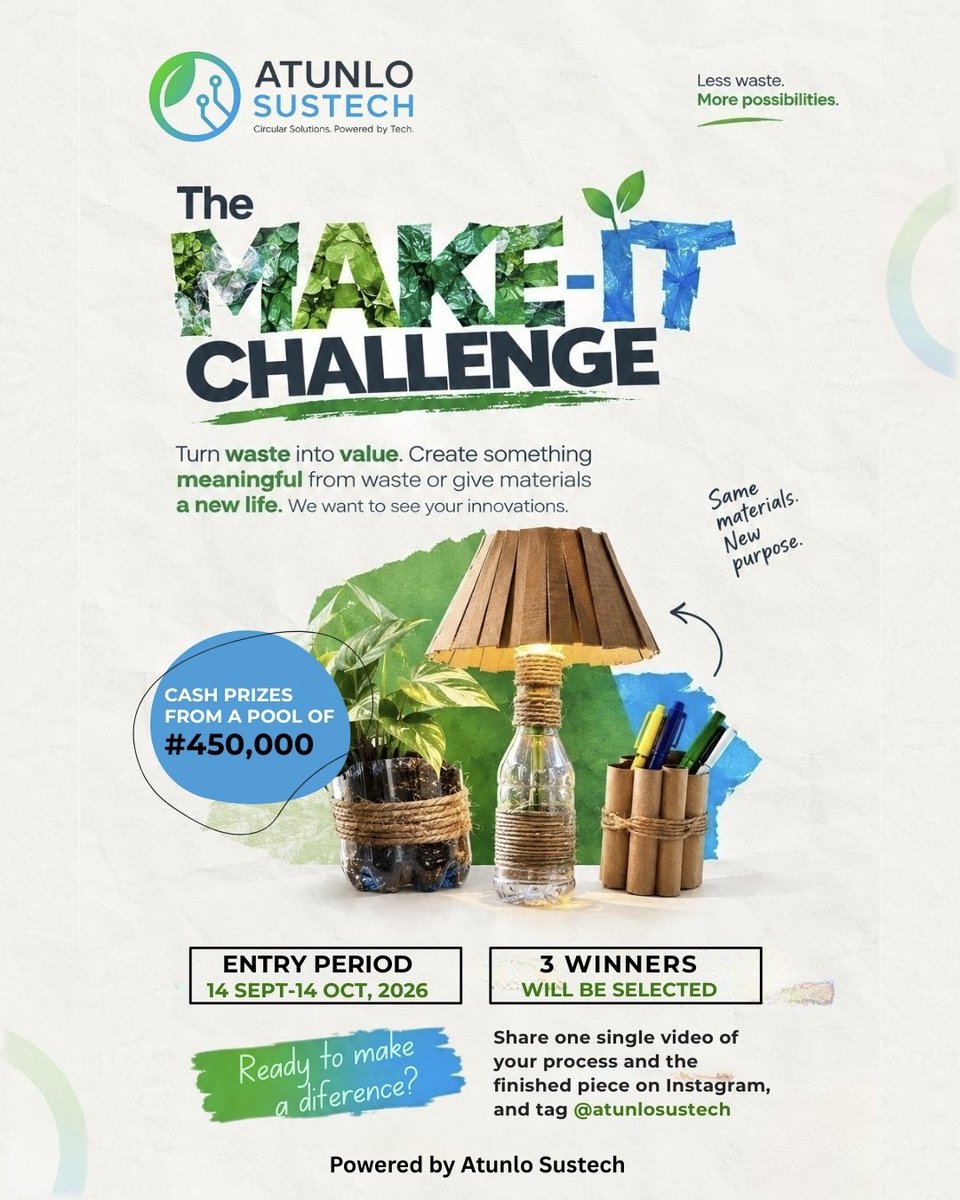 atunlosustech's tweet photo. The Make-it Challenge is on!
Send in your entry before it closes! https://t.co/RbAyo5KIEP