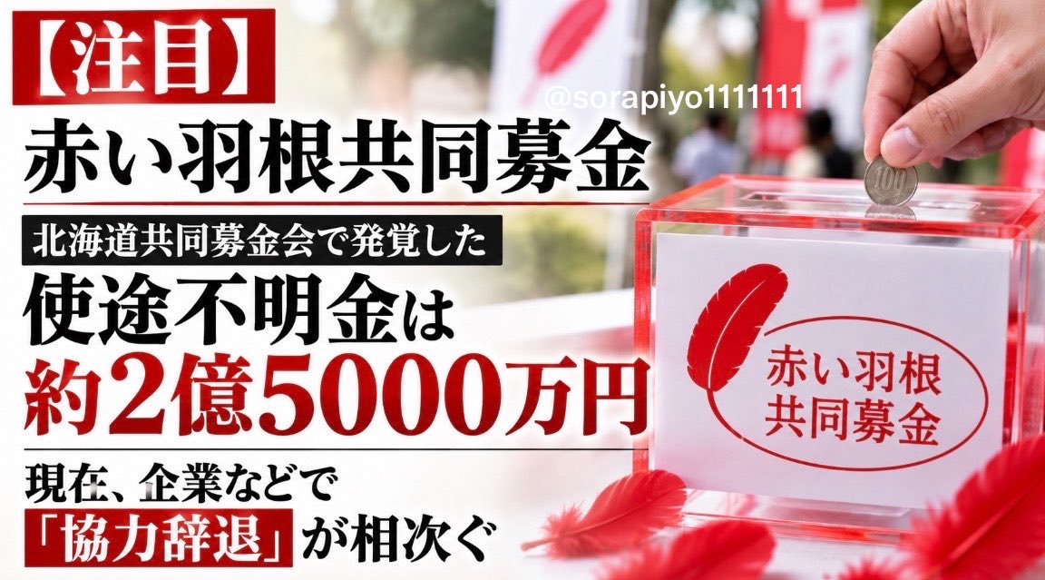 sorapiyo1111111's tweet photo. 【キターー！】赤い羽根へ「協力辞退」続出‼️
当たり前やろ！！

【赤い羽根共同募金】
北海道共同募金会で発覚した使途不明金は
▶︎合わせて約2億5000万円。

現在、企業などで協力辞退が相次ぐ。

で！みんなの「善意」で集めたお金。
使途不明金は、どこいったんだ？

https://t.co/V83eDvZ554