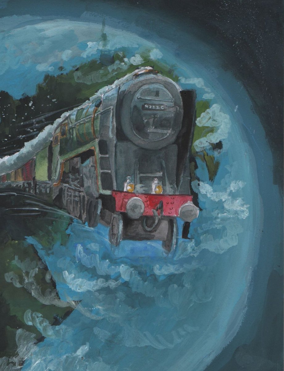 ThatArtistAsh's tweet photo. Apparently BR 9Fs were nicknamed "Spaceships" but I think I took it a bit too literally....what do you think ? https://t.co/RJfCVn2Emh