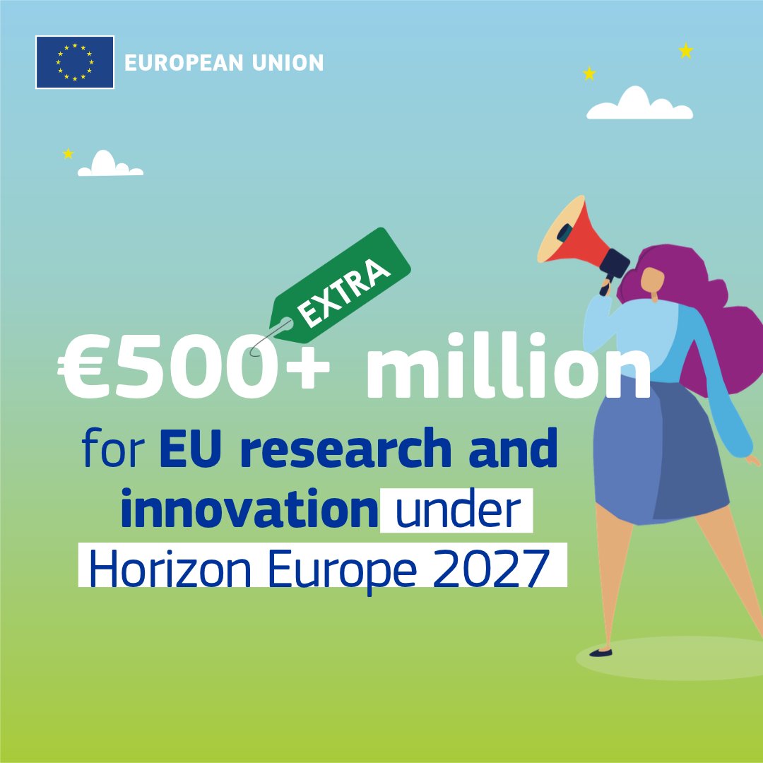 EU_Commission's tweet photo. Europe continues to attract and invest in top talent in research and innovation.

We are strengthening Horizon Europe for 2026-2027 with an additional €500 million supporting:

🌿biodiversity protection
📈strengthening competitiveness and bringing products to market.

These are priorities that matter for Europeans and can deliver concrete societal and market impact.

https://t.co/gplNfWu3yY