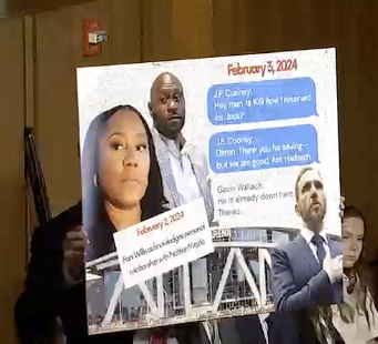 samstein's tweet photo. A completely humiliating moment for Sen. Schmitt just now. 

He accused Jack Smith of attending an Atlanta Hawks game as cover to be in Atlanta to meet with Fani Willis. He then accused him of perjury for saying he didn't recall being at the game. he flashed text messages to prove he had Smith dead to rights (the text didn't really address it -- you can see them here). He called him a "dirtbag" as the cherry on top.

Only later did Smith note he had gone to an Iowa Hawkeyes game. Smith confused Hawks with Hawkeyes.