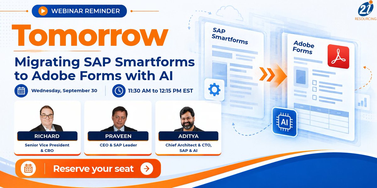 2iresourcing's tweet photo. Tomorrow. 11:30 AM EST.
If you estimate or staff this kind of work, the demo gives you a realistic effort picture to plan against.
Reserve your seat. https://t.co/iWpOfLdYJt
#SAP #ABAP #SAPCareers #ITStaffing #SAPCommunity https://t.co/ZaxYdLVtwA