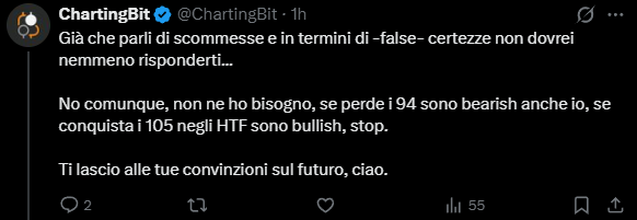 ChartingBit's tweet photo. @MikePippen77 @mrk4m1 Ribadisco, io non vivo di certezze come te, ho riferimenti concreti e sono aperto a ogni possibilità, tu fai pure come ti pare, saluti. https://t.co/uYKJDUKRoq