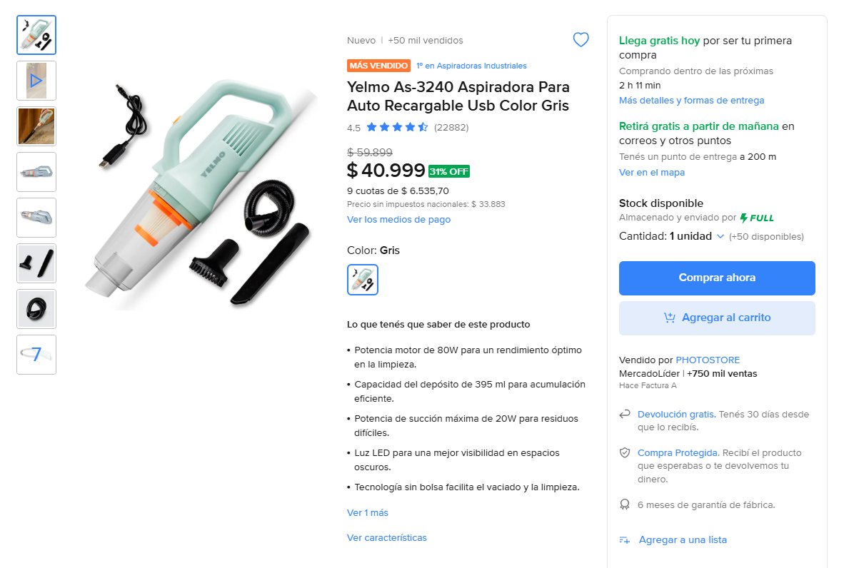 LaDatadelPrecio's tweet photo. 31% OFF en una aspiradora portátil recargable
Aspiradora Yelmo AS-3240 recargable por USB, compacta y con accesorios para limpiar auto, sillones, muebles, escritorio y rincones difíciles.

💰 Bajó de $59.899 a $40.999
🔥 31% OFF
⭐ 4.5/5 con +22.000 opiniones
🏪 +50 mil vendidos
💳 9 cuotas de $6.535
Ideal para tener una aspiradora chica a mano sin sacar la grande para todo.
👉 https://t.co/XYGyqRT121