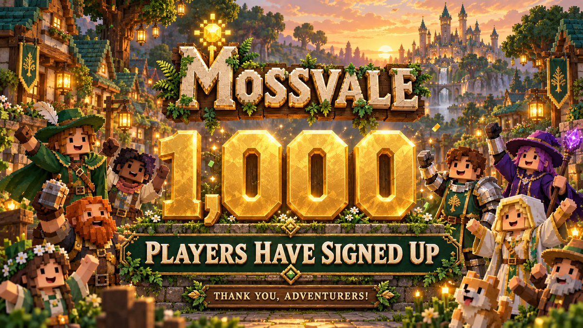 MossvaleMMO's tweet photo. We just passed 1000 players and are growing quickly!

Soon a new gold merchent event will go live so have your eyes open! https://t.co/5Gmx5lEcDO
