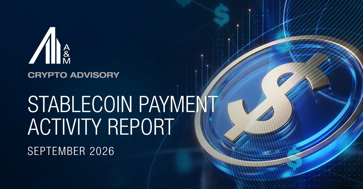 alvarezmarsal's tweet photo. A&amp;M #Crypto Advisory’s latest Stablecoin Payment Activity Report explores where #stablecoin payments are gaining traction, what is driving adoption and what these developments could mean for the future of payments and financial services. Read more: https://t.co/JPE1nXyabc #AMon https://t.co/y5J9nQPuQ4