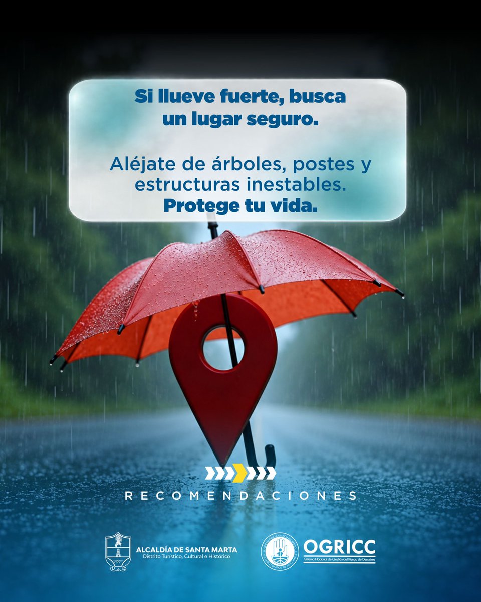 SantaMartaDTCH's tweet photo. Ante las precipitaciones que se presentan, la prevención y el autocuidado son fundamentales para reducir riesgos y protegernos.

Aquí te dejamos algunas recomendaciones que puedes tener en cuenta durante las lluvias. 👇🏻 https://t.co/X7IKkNg9p7