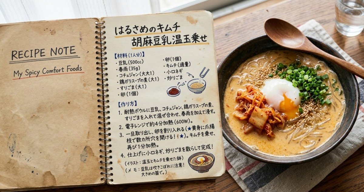 bbaobachan's tweet photo. 夜ごはん🍜
ダイエットメニュー🍴
春雨の豆乳キムチ温玉スープ🍜
レシピノートはGeminiが作ってくれた😄🎵
仕上がり画像は自分で作ったよりもGeminiの方が美味しそう😋

チキンカツは食べた方が良いと言われ、結局自分のも作ってしまった。本当は唐揚げが好きだから私のは唐揚げにすれば良かったかも😅 https://t.co/WSdLpHAUER