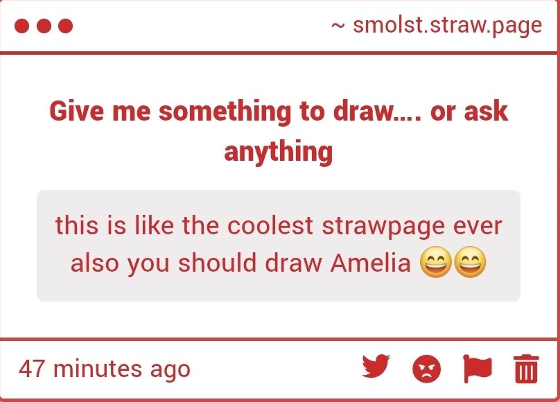 st_smol's tweet photo. THANK YOUUUUUUU!!!! ALSO, I WILLLLL. I'VE BEEN MEANING TO DRAW HER W SOMEONE FOR A LONG WHILE CAN Y'ALL GUESS WHO :D

"this is like the coolest strawpage ever also you should draw Amelia 😄😄" -> your answer https://t.co/bI8Q5pWewQ https://t.co/M03VnXE3lu