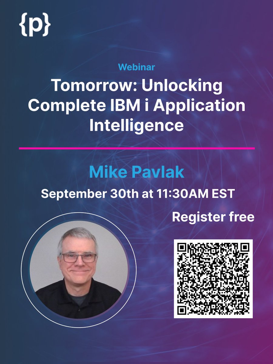 programmersio's tweet photo. Tomorrow! Join IBM Champion Mike Pavlak for a live look at iA Impact Analysis and how AI can uncover IBM i application dependencies and reduce manual analysis.

📅Sept. 30 | 11:30 AM EST | Free

Register: https://t.co/Q3OWQY8EOA

#IBMi #AS400 #iAImpactAnalysis #iA #ImpactAnalysis https://t.co/RQlDRZVClu