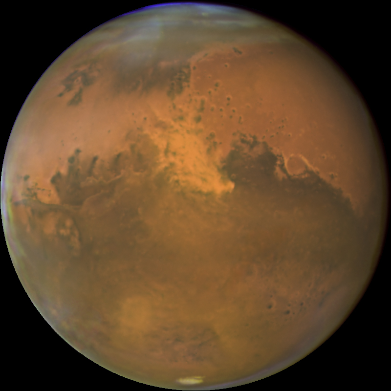 NASAHubble's tweet photo. Imagine combining Texas, Oklahoma, and New Mexico.

That was about the size of the Mars dust storm seen by Hubble in 2005. It's the bright, orange-red portion near the center: https://t.co/FcA77U1qn2 https://t.co/ivMoYqiHza