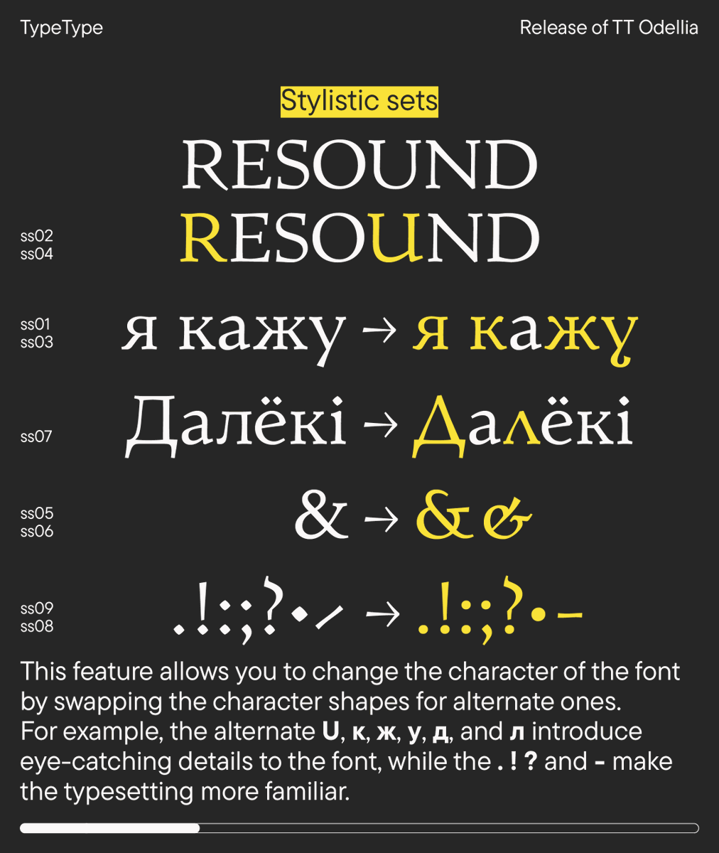 _TYPETYPE_'s tweet photo. We’re back with another post about TT Odellia, our old-style serif. This time, we’ll take a closer look at the stylistic alternates included in the typeface. 

And if this is your first time hearing about them, we have an article for you: https://t.co/A0dg39ihe8 https://t.co/syoBB9DGBL