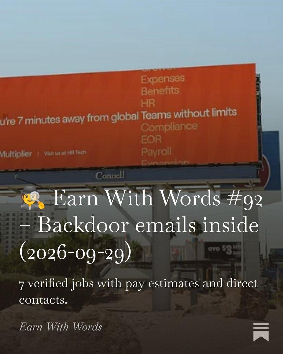 WordsPayWell's tweet photo. 7 fresh writing jobs. Verified leads. Free daily newsletter.
Copywriter + Lifestyle Writer + Beauty Writer + Finance Writer + Pharma Copy Supervisor + Comedic Writer + Creative Copywriter.
Read Issue #92 → https://t.co/pNjKzgCyxV
#FreelanceWriting #CopywriterJobs https://t.co/gna7ZtZioY