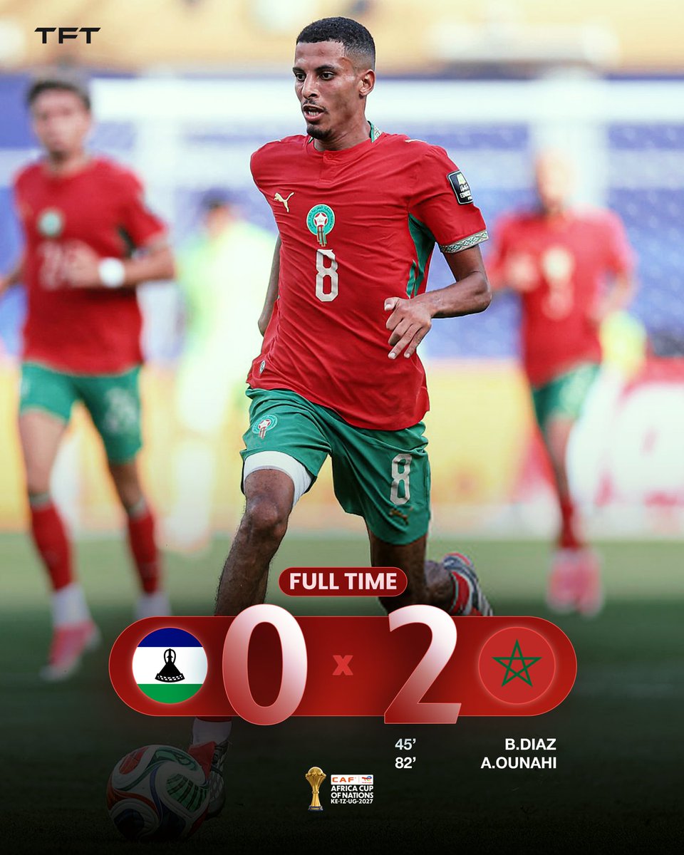 TFT_Morocco's tweet photo. Le Maroc s’impose TRANQUILLEMENT 2-0 face au Lesotho ! 🇲🇦🔥 https://t.co/SMwyaFYydx