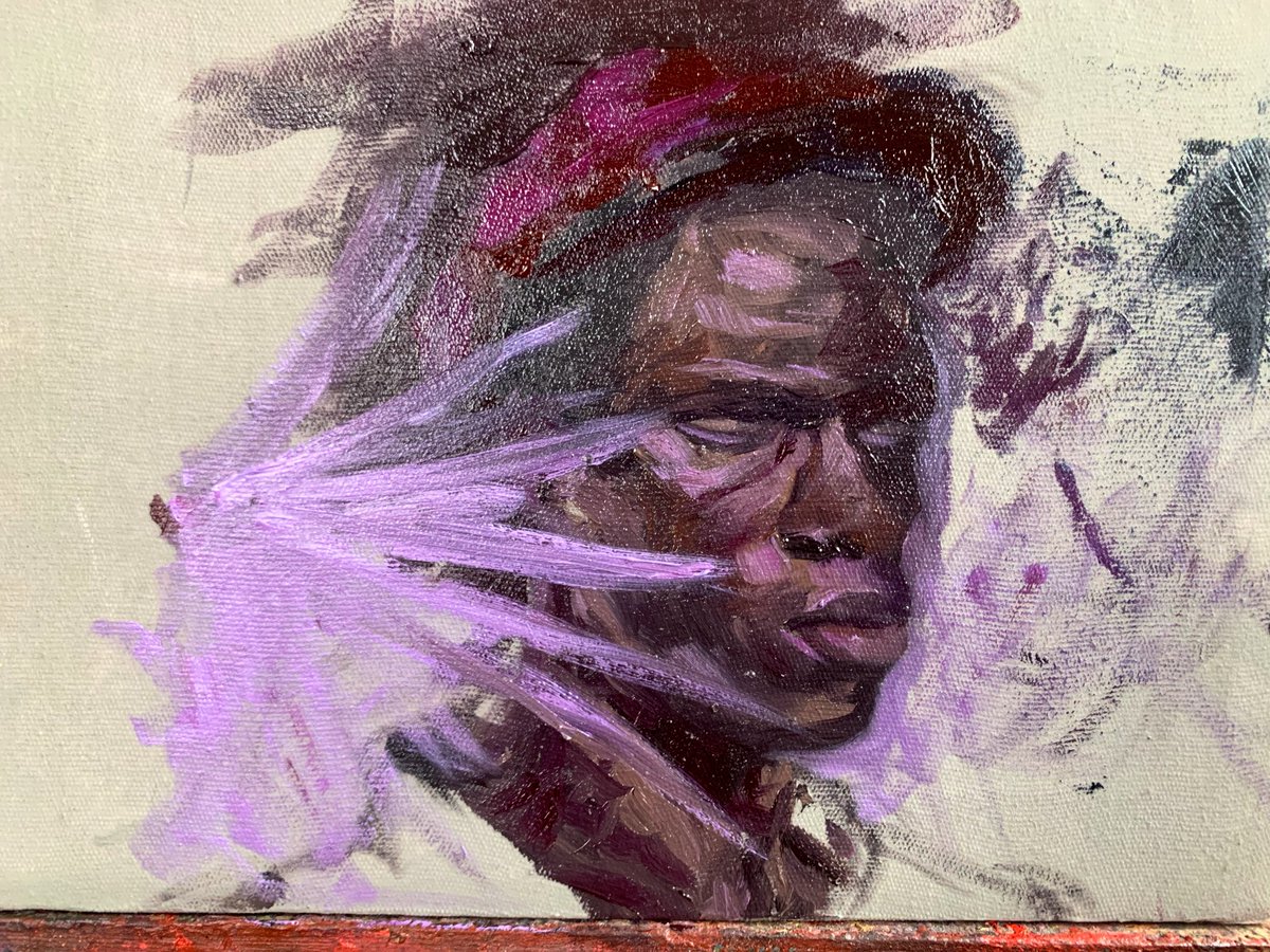 thepeacedennis's tweet photo. The structure of his face just looked interesting i had to draw and paint it. https://t.co/Zuz07rUTsi