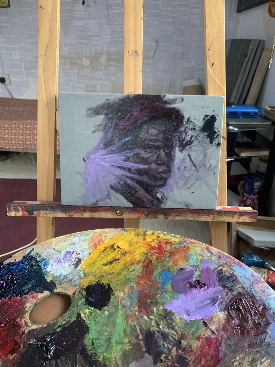 thepeacedennis's tweet photo. The structure of his face just looked interesting i had to draw and paint it. https://t.co/Zuz07rUTsi