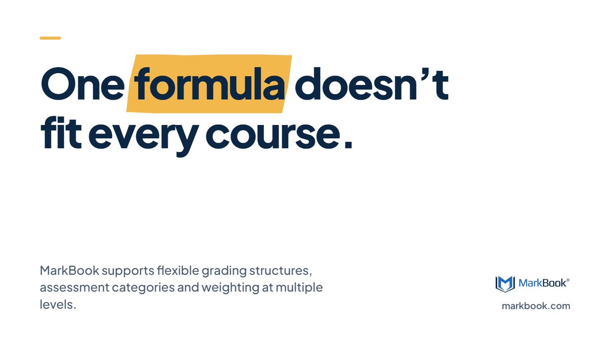 markbook's tweet photo. One formula doesn’t fit every course.

Flexible grading structures, assessment categories and weighting at multiple levels, organized around how you assess.

https://t.co/29y9hzeweg #Assessment #Grading https://t.co/0WJJabW64z